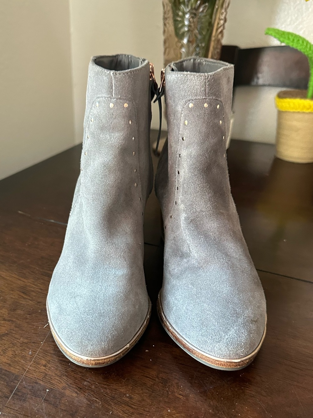 Ted Baker Gray Suede Studded Ankle Booties